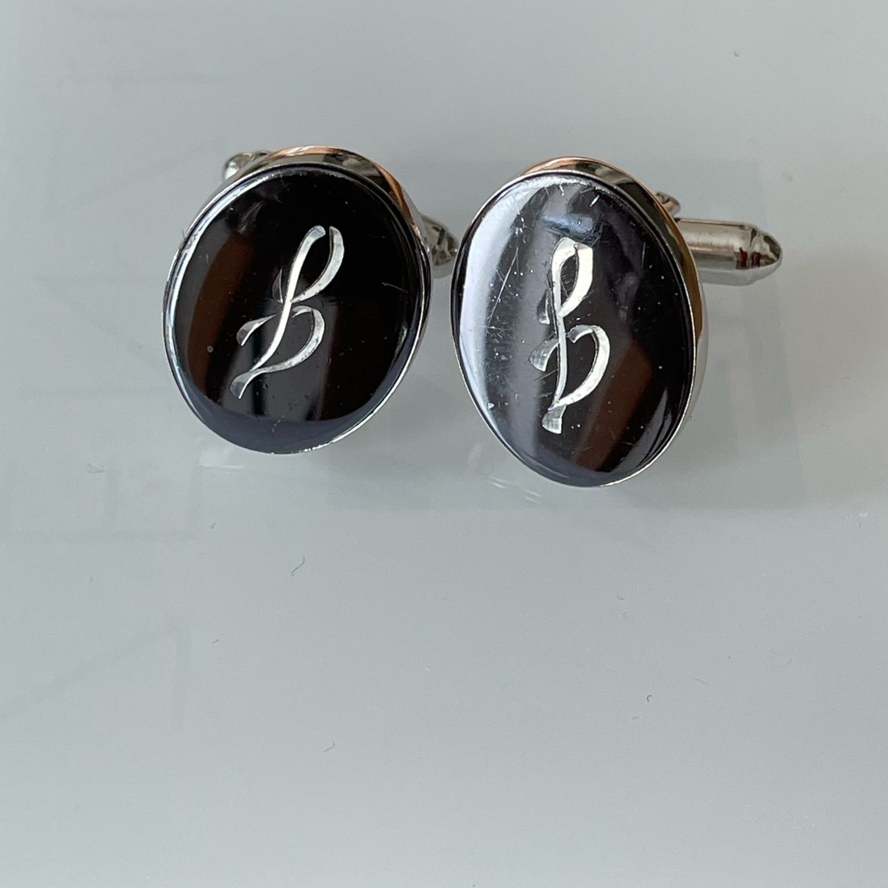 G Monogram Engraved Initial Letter Name Font Vintage Cuff Links